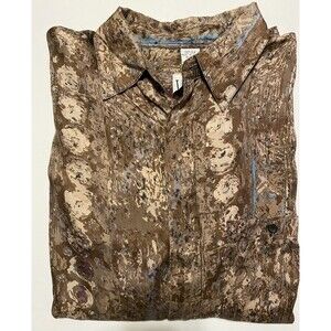 Men's Vintage Visitor Long Sleeve Button-Down 100% Silk Shirt size S abstract